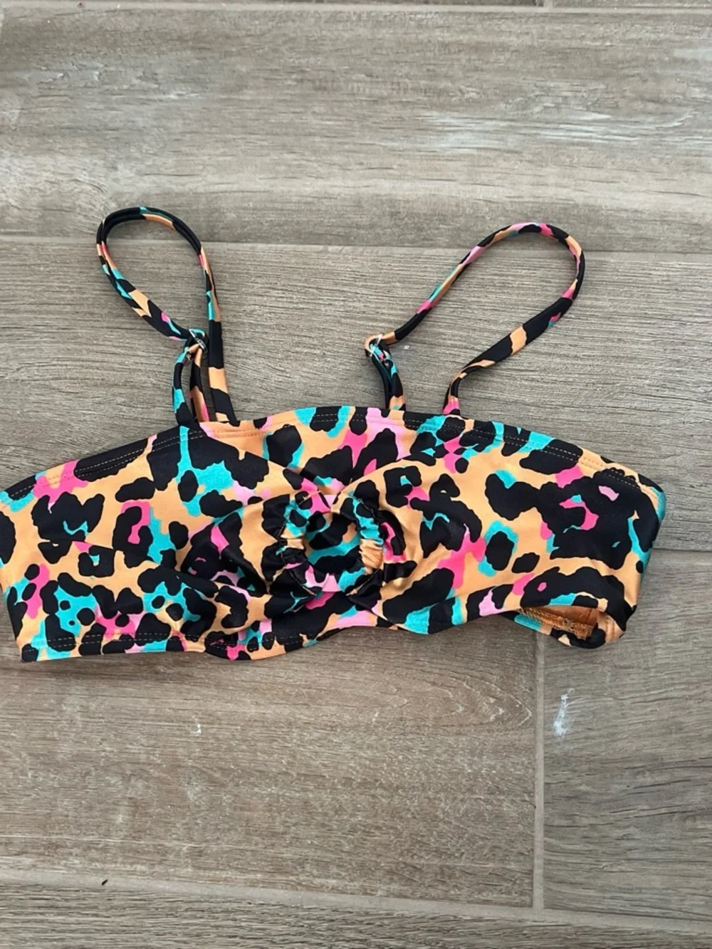 Target Kids Leopard Print Bikini Top in Black, Pink, Teal, Peach